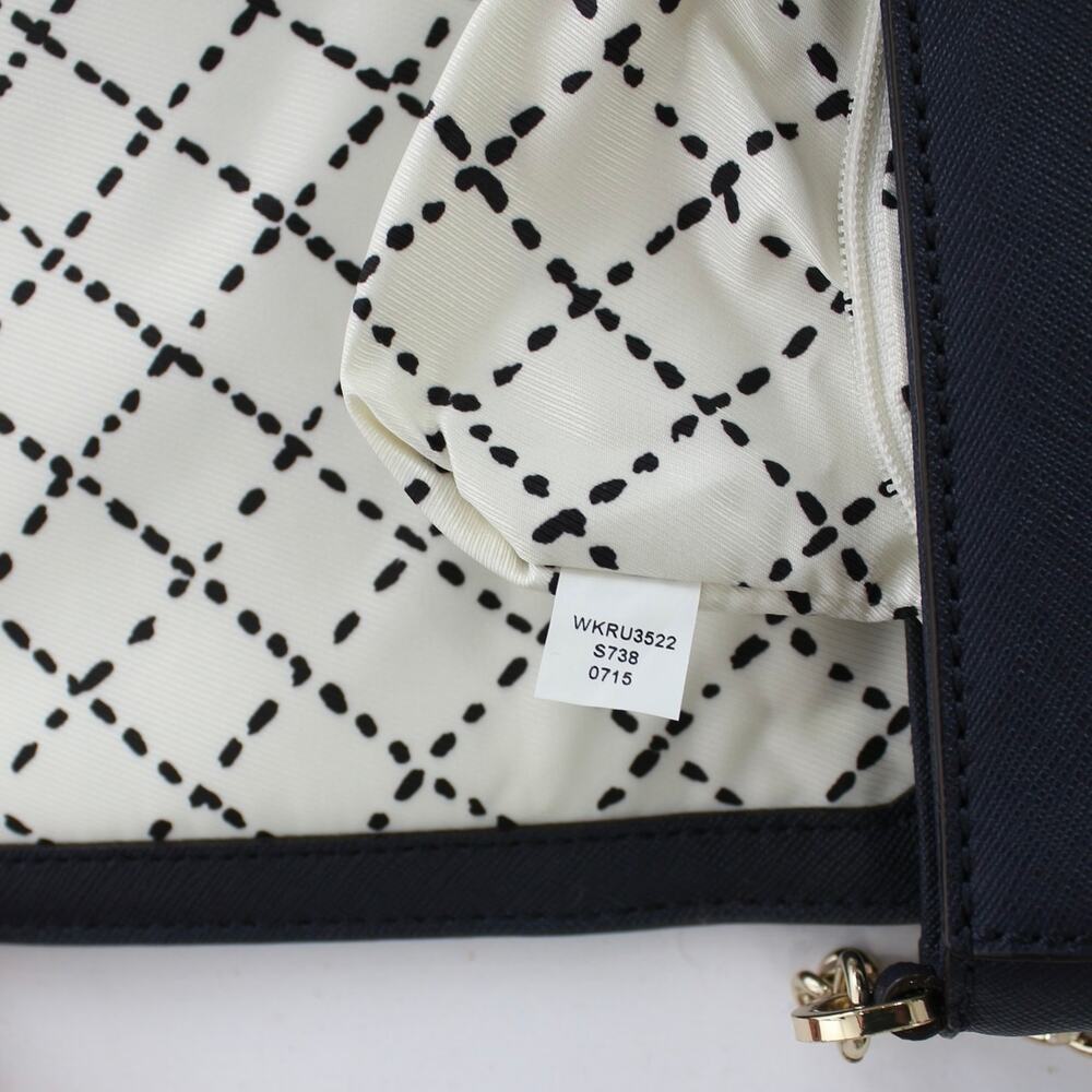 Kate Spade Leather Chain Shoulder Bag Navy Blue Flap Gold Chain Strap - Picture 6 of 8